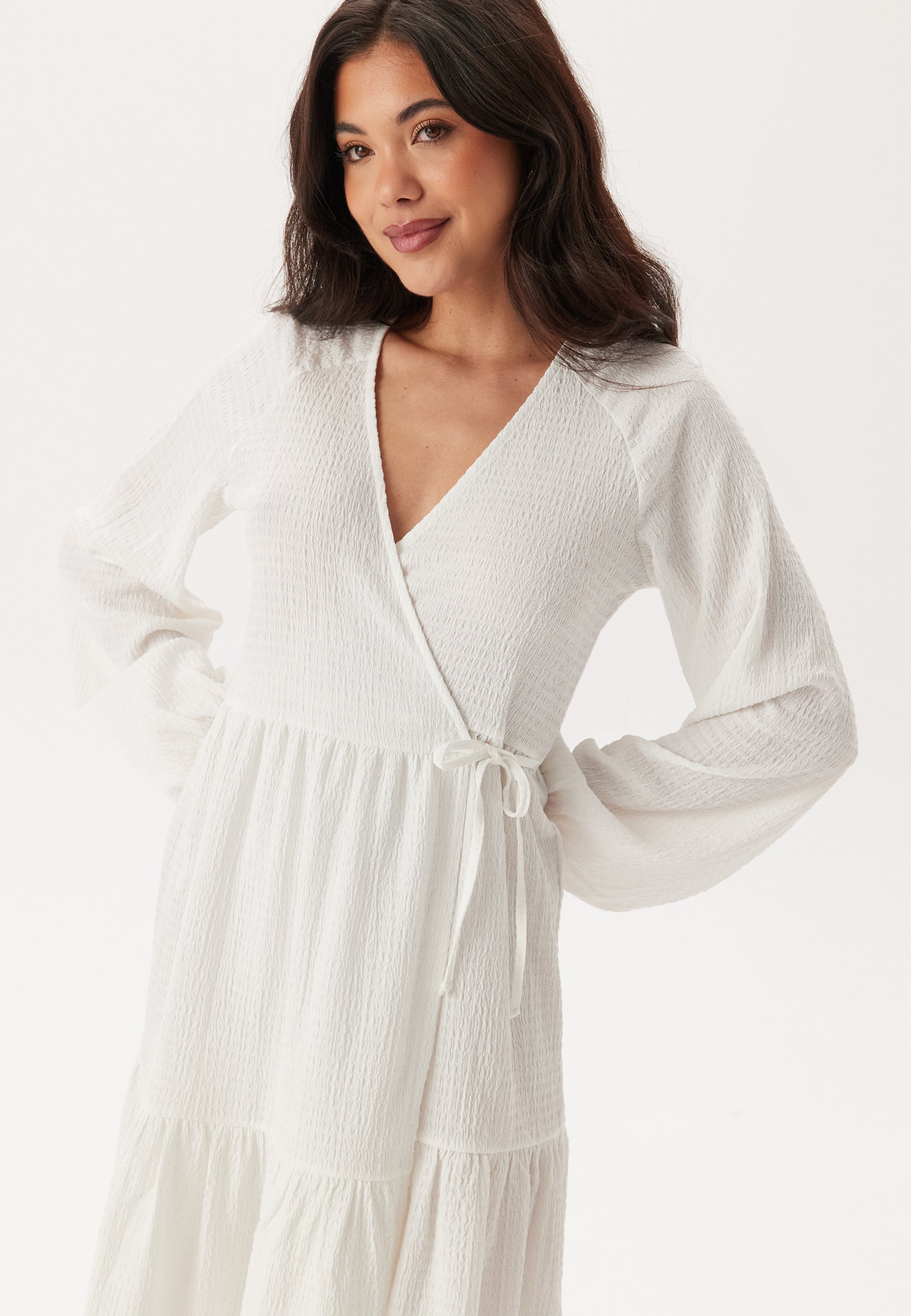 Happy holly  Jersey Structure Wrap Dress  + SIZES  White