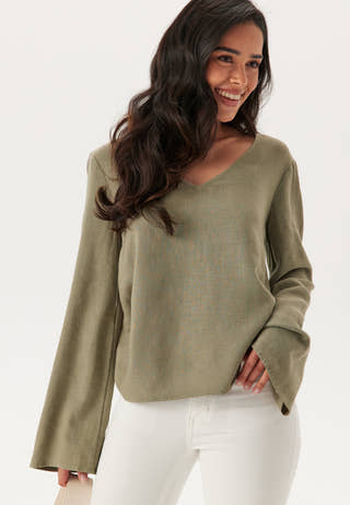 Linen Wide Sleeve Blouse