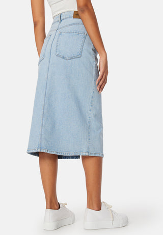 Denim Midi Slit Skirt