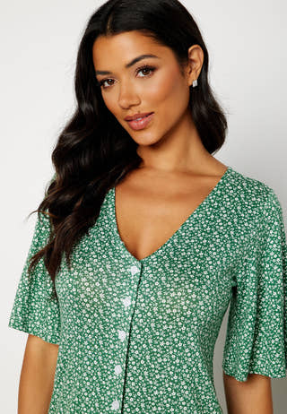 Malini button frill dress