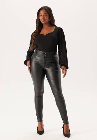 Mid Waist Buttoned Coated Jeans