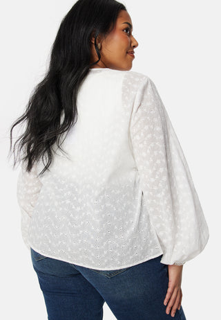 Broderie Anglaise V-Neck Blouse