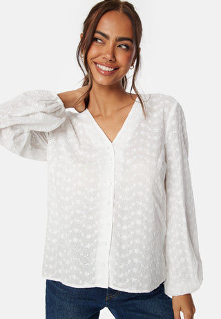 Broderie Anglaise V-Neck Blouse
