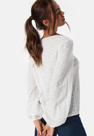 Broderie Anglaise V-Neck Blouse