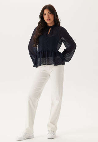 Peplum Dobby Dot Blouse