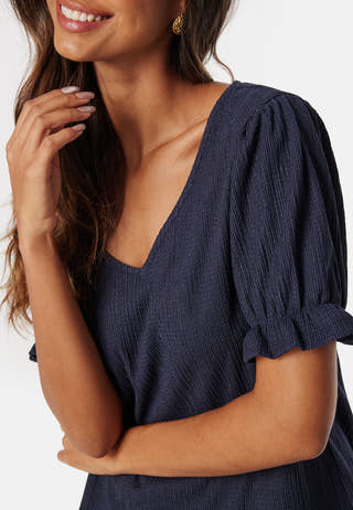 Puff Sleeve V-neck Top