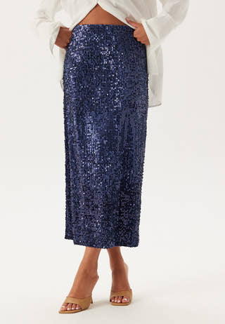 Sequin A-line Midi Skirt