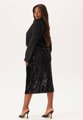 Sequin Trumpet Sleeve Midi Dress