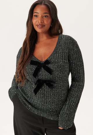 Sparkling Knitted Bow Sweater