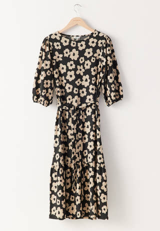 Structure Flounce Midi Dress