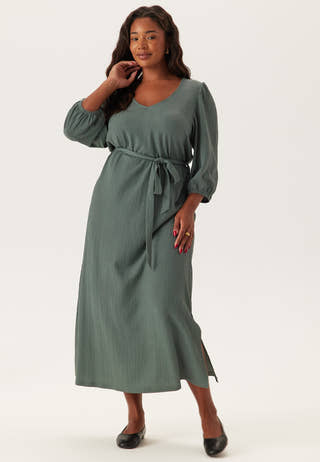 Structured Puff Sleeve Midi Dress