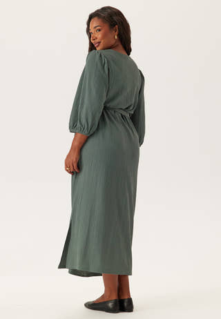 Structured Puff Sleeve Midi Dress