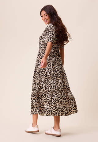 Butterfly Sleeve Viscose Midi Dress