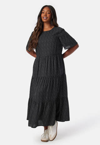 Butterfly Sleeve Viscose Midi Dress