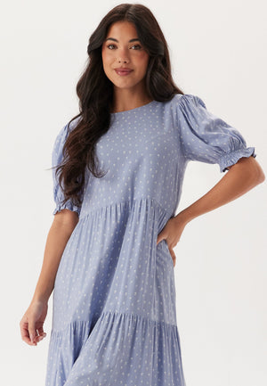 Puff Sleeve Viscose Midi Dress