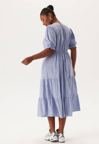 Puff Sleeve Viscose Midi Dress