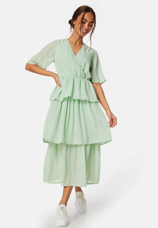 Butterfly Sleeve Flounce Dress