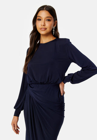 Balloon Sleeve Rouch Dress