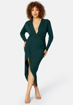 Long Sleeve Rouch Curve Dress