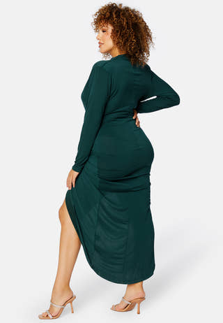 Long Sleeve Rouch Curve Dress
