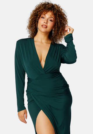 Long Sleeve Rouch Curve Dress