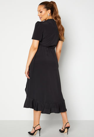 Short Sleeve Wrap Frill Curve Dress