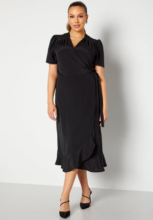 Short Sleeve Wrap Frill Curve Dress