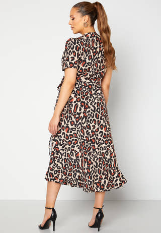 Short Sleeve Wrap Frill Curve Dress