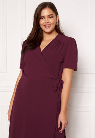 Short Sleeve Wrap Frill Curve Dress