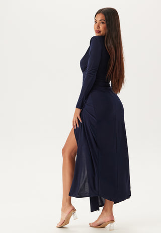 Deep V Wrap Front Maxi Dress