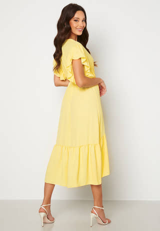 Frill Sleeve V Neck Midaxi Dress
