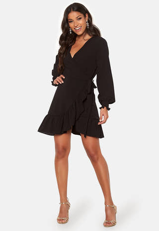 Frilly Wrap Mini Dress