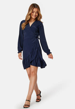 Frilly Wrap Mini Dress