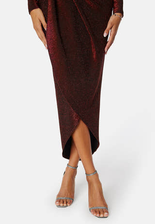 Glitter Long Sleeve Rouch Dress