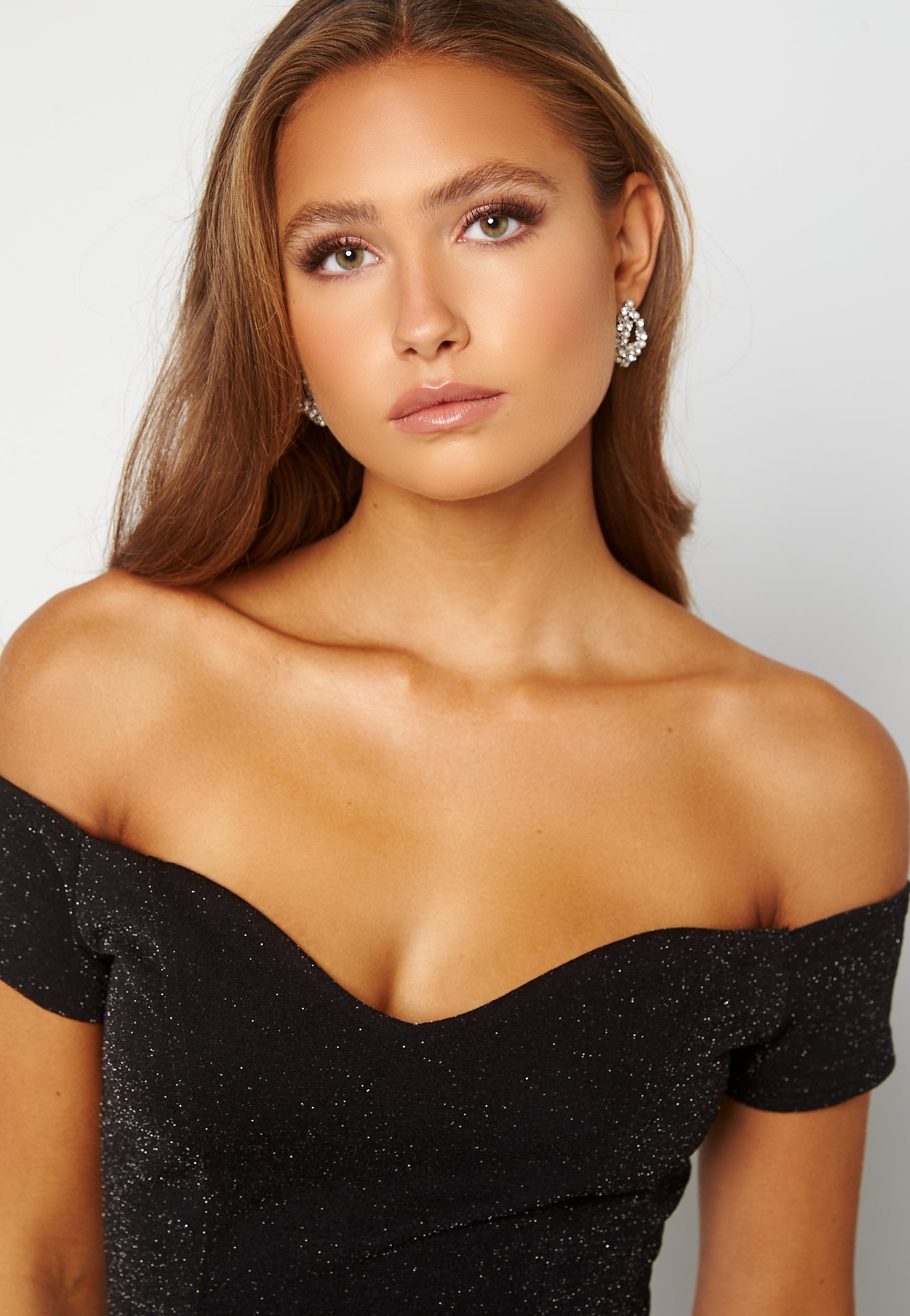 John zack Glitter Off Shoulder Frill High Low Dress Black Black John zack Glitter Off Shoulder Frill High Low Dress Black Black