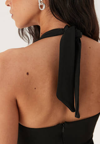 Halter Neck Maxi Dress With Split