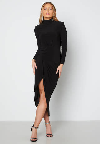 High Neck Rouch Maxi Dress