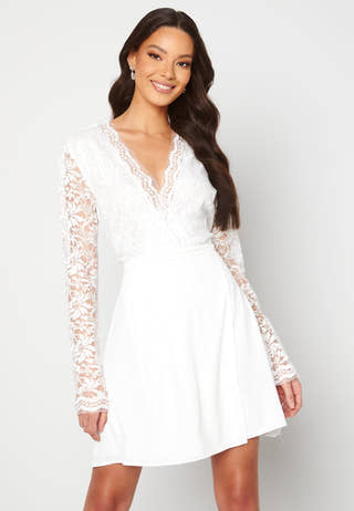 Lace Bodice Wrap Skater Dress