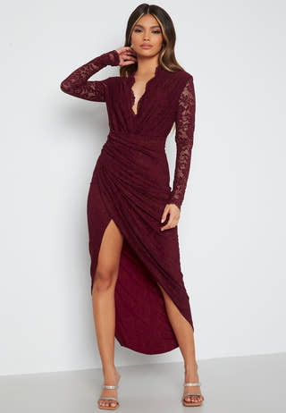 Lace Long Sleeve Rouch Dress