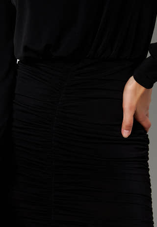 Long Sleeve Rouched Midi Dress