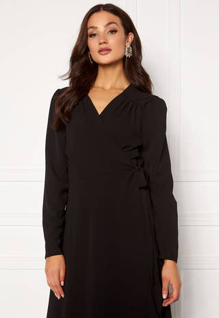 Long Sleeve Wrap Frill Maxi Dress