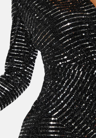 Sequin Rouch Maxi Dress