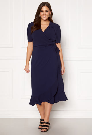 Short Sleeve Wrap Frill Curve Dress