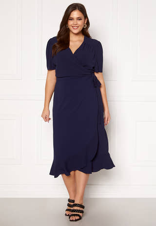 Short Sleeve Wrap Frill Curve Dress