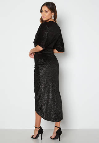 Velvet Glitter Kimono Sleeve Rouch Dress