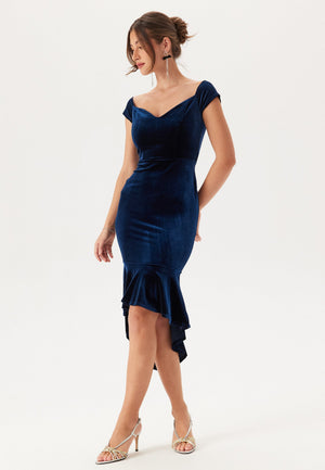 Velvet Off Shoulder Frill High