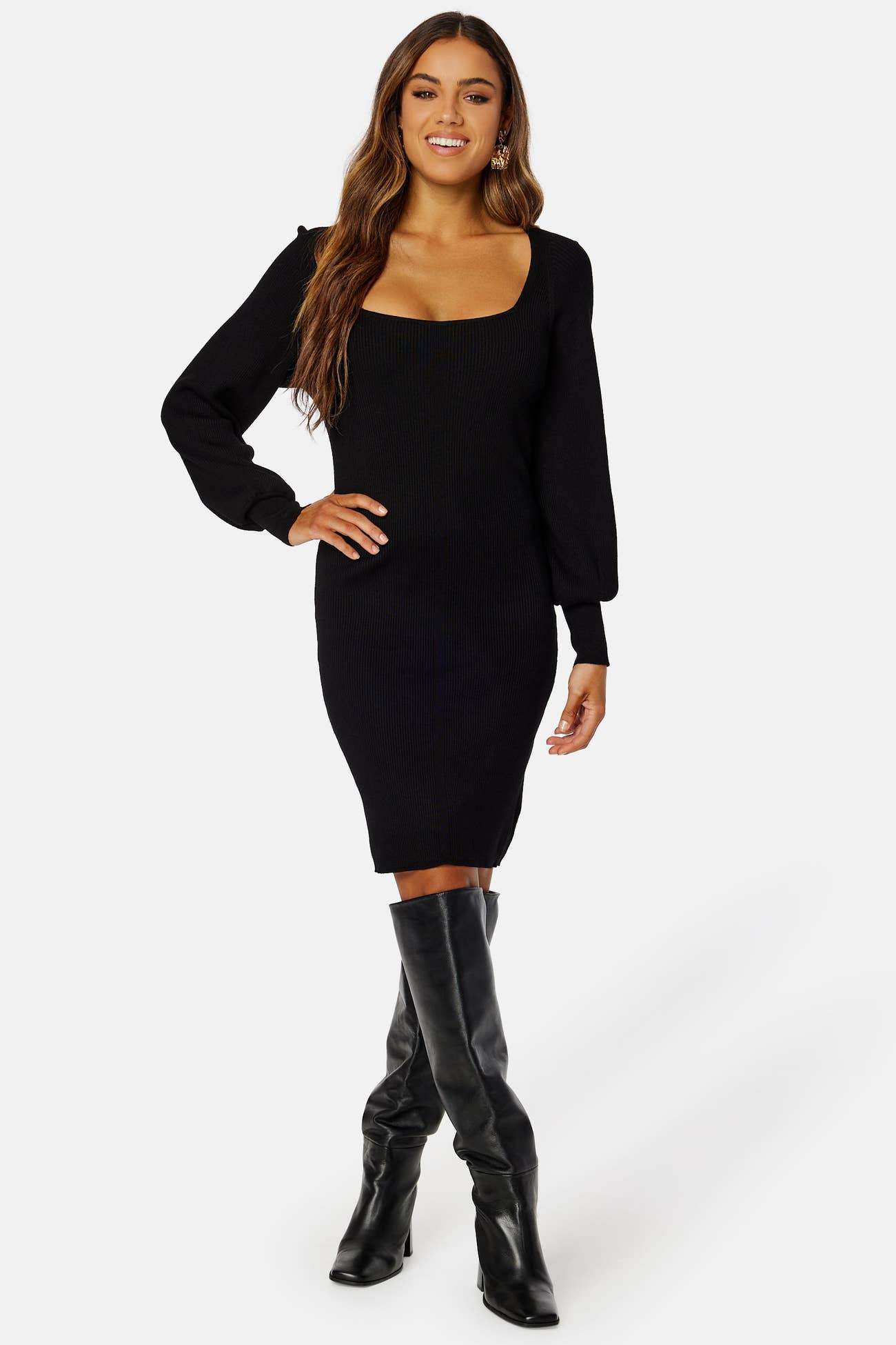 Object collectors item – Agnes L/S Knit Dress – Bodycon dresses – Black