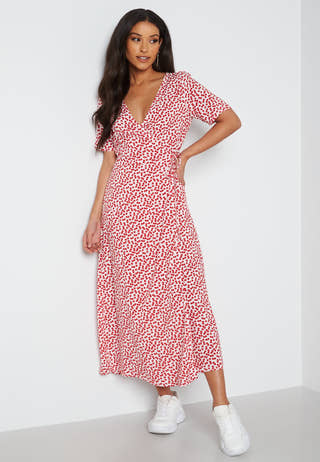 Elise S/S Long Wrap Dress