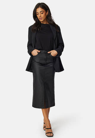 Objnaya Coated Mid Waist Skirt
