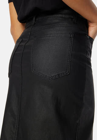 Objnaya Coated Mid Waist Skirt